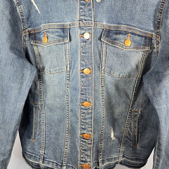 Sonoma Goods for Like Everyday Jean Trucker Jacket Distressed & Frayed XXL (Q-5) - Picture 3 of 8